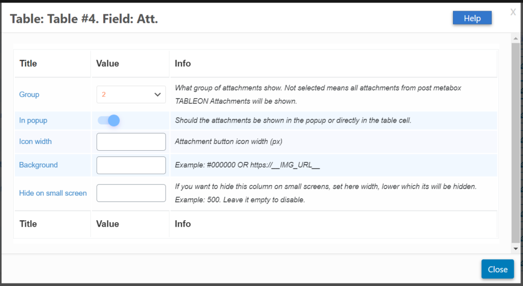 Attachments - TABLEON - WordPress Posts Table Filterable
